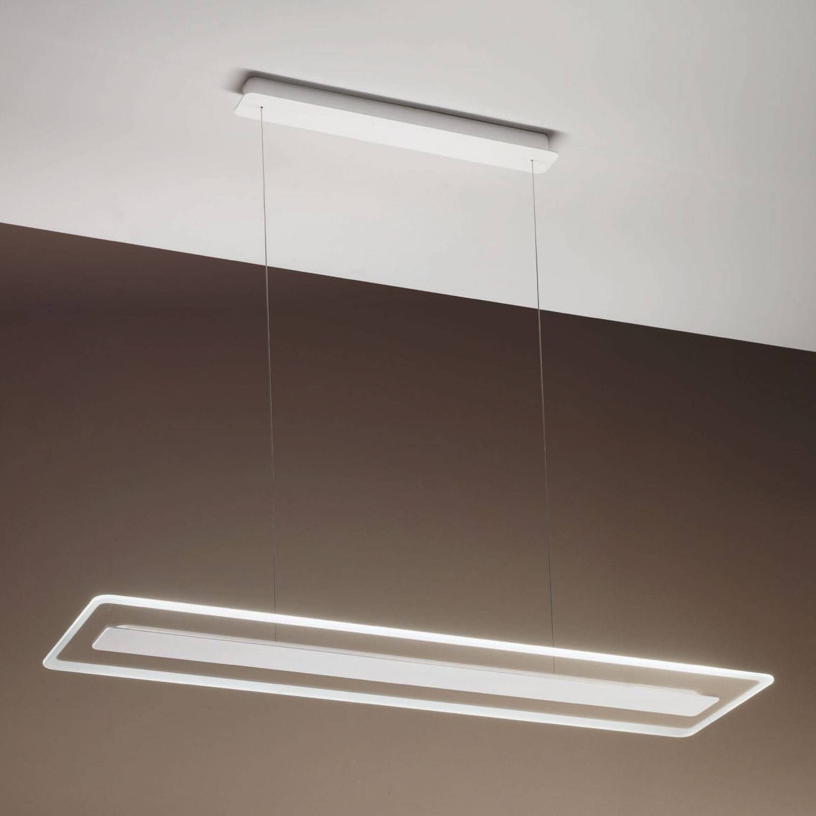 Linea Light Závesné LED Antille, sklo, obdĺžnikové, chróm, Obývacia izba / jedáleň, sklo, železo, 45W, P: 95 cm, L: 25 cm