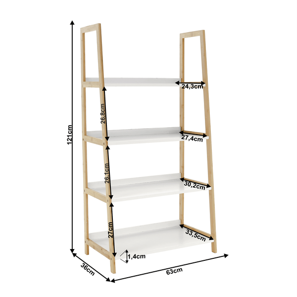 4-policový regál, biela/prírodná, KOEN TYP 2