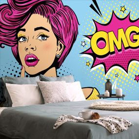 Samolepiaca tapeta dáma v pop art štýle - OMG!