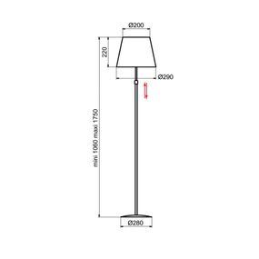 Aluminor Store stojaca lampa, čierna/čierna, Obývacia izba / jedáleň, oceľ, látka, E27, 40W, K: 175cm