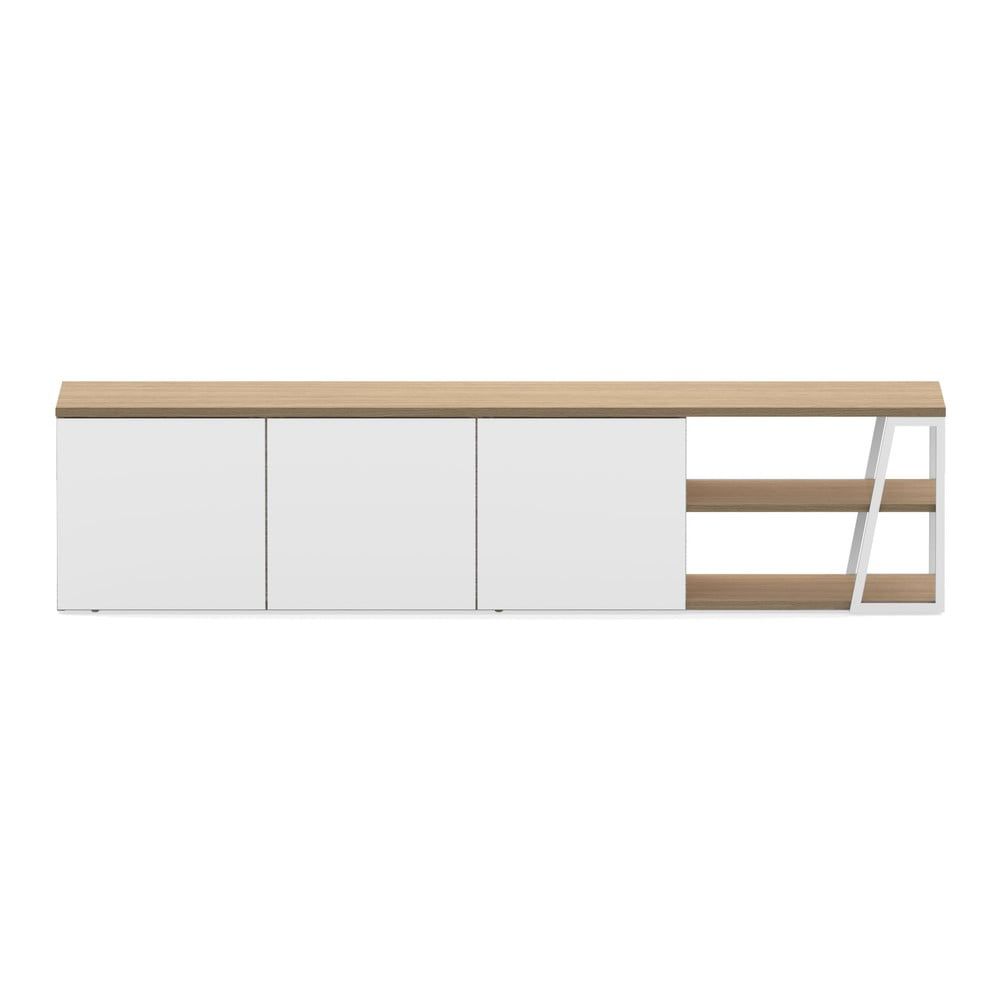 Biely TV stolík v dekore duba 190x45 cm Albi - TemaHome