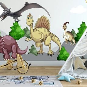 DomTextilu Nálepka na stenu pre deti dinosaury v prírode 100 x 200 cm