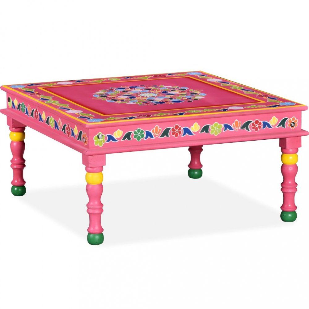 Konferenčný stolík ručne maľovaný Dekorhome Ružová