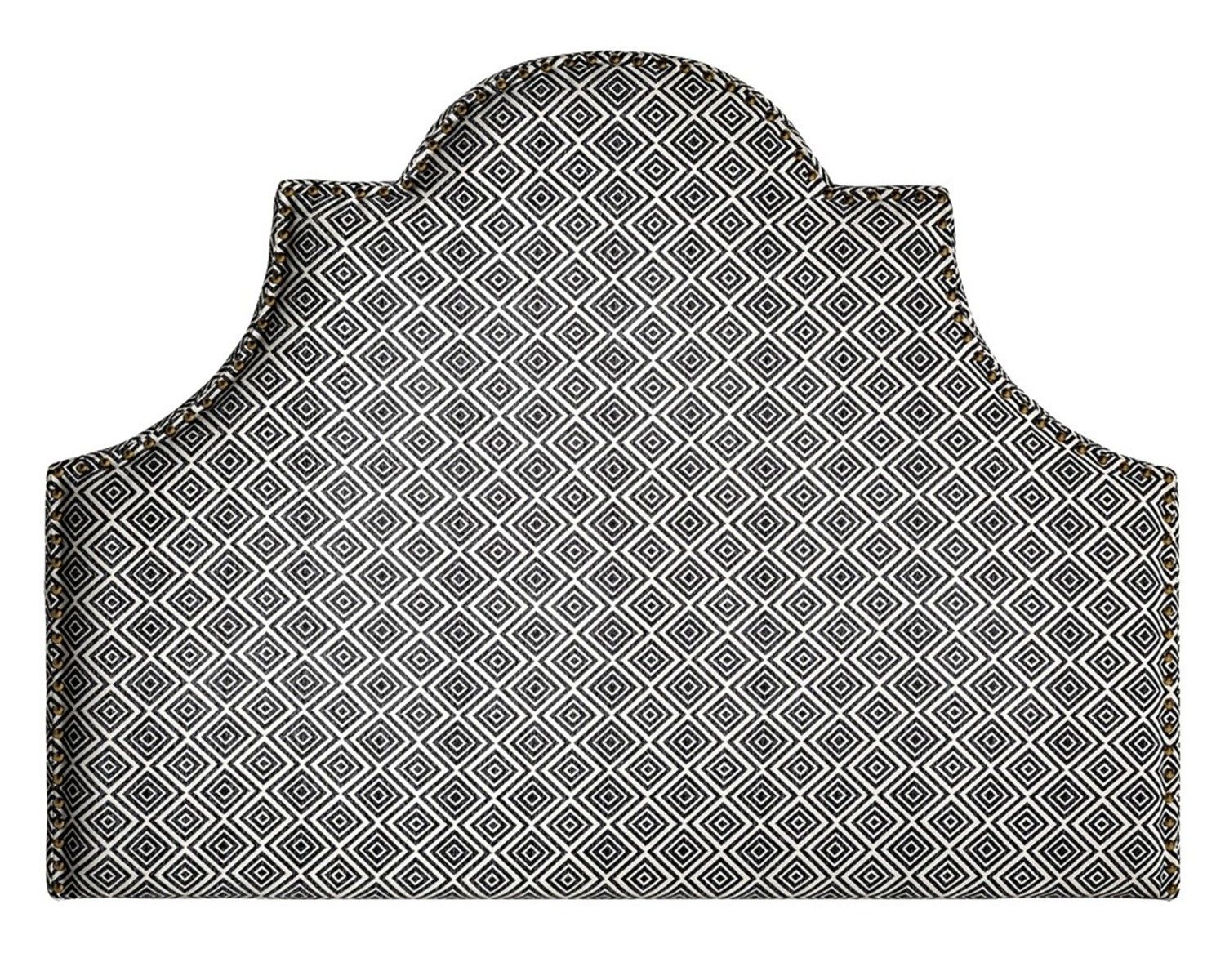 Estila Moderné čalúnené čelo postele Spear s čierno-bielym vzorom a mosadzným vybíjaním 160cm