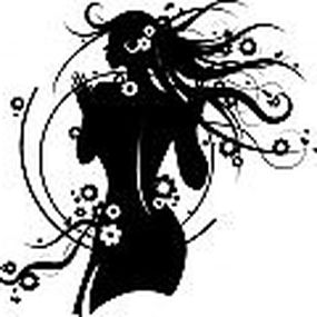 Nálepka na stenu - Žena s kvetmi vo vlasoch  _px165