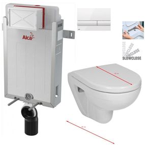 ALCADRAIN Renovmodul - predstenový inštalačný systém s bielym tlačidlom M1710 + WC JIKA LYRA PLUS 49 + SEDADLO duraplastu SLOWCLOSE AM115/1000 M1710 LY4