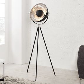 LuxD 25899 Dizajnová stojanová lampa Atelier 145 cm čierno-strieborná Stojanové svietidlo