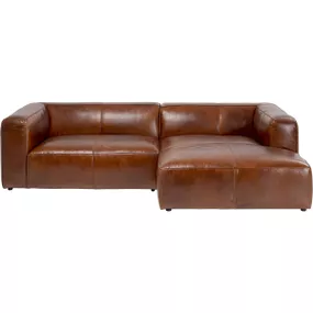 KARE Design Rohová sedačka Cubetto Leather - hnědá,