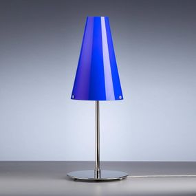 TECNOLUMEN Walter Schnepel stolná lampa, modrá, Obývacia izba / jedáleň, poniklovaný kov, sklo, E27, 75W, K: 55cm