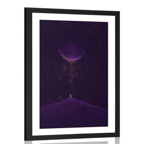 Plagát s paspartou fialová magická planéta - 40x60 black