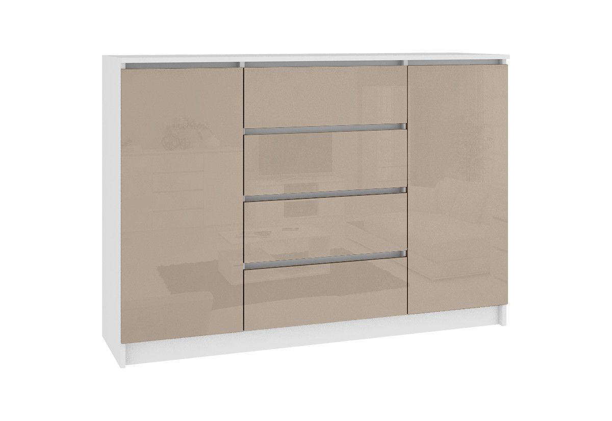 Expedo Komoda ARMARIA K140 2D4SZ, 138x99x40, biela/capuccino lesk