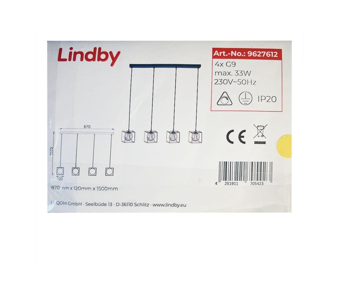 Lindby - Luster na lanku JOSIPA 4xG9/33W/230V