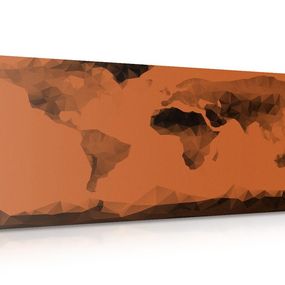 Obraz na korku mapa sveta v polygonálnom štýle v oranžovom odtieni - 120x60
