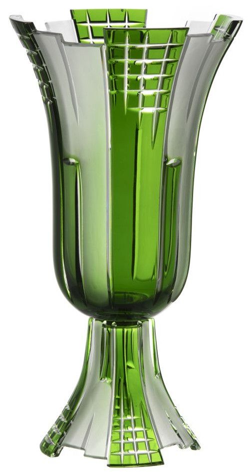 Krištáľová váza Metropolis, farba zelená, výška 390 mm