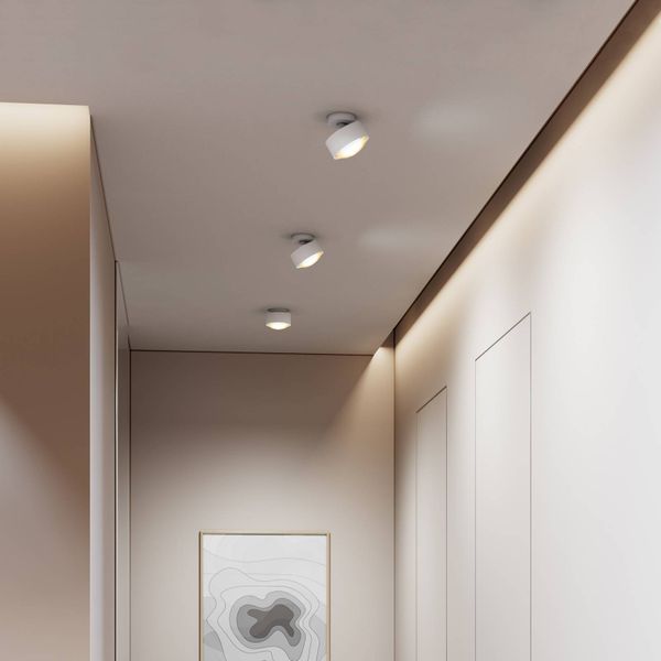 Top Light Puk! 120 Move LED svetlá matná biela matná/chróm, Obývacia izba / jedáleň, hliníkový zinok, sklo, 10W, K: 7cm