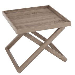 Hnedý drevený odkladací stolík s podnosom Butlertray - 52*52*46cm
