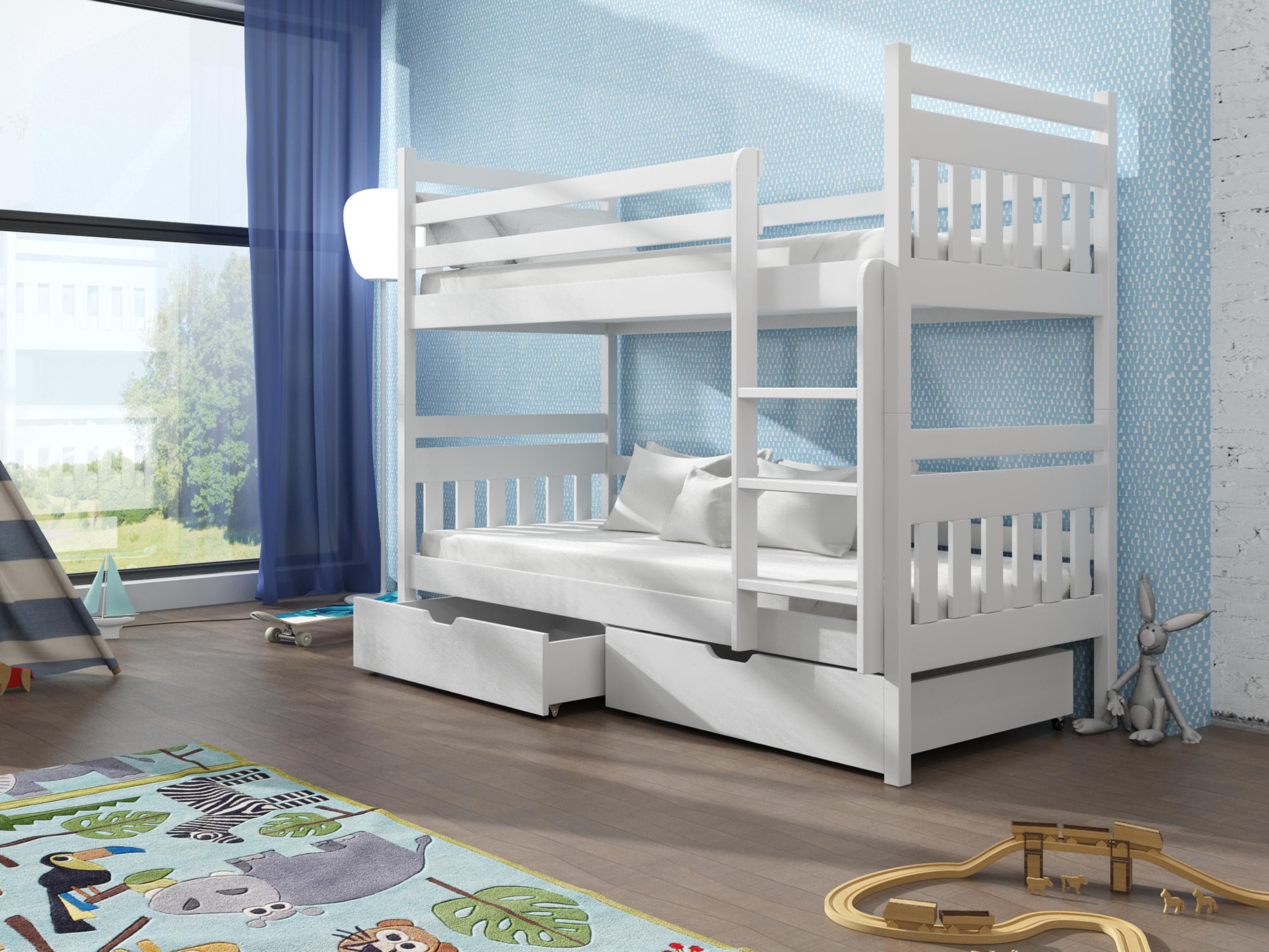 Detská poschodová posteľ 90 cm Aras (biela)