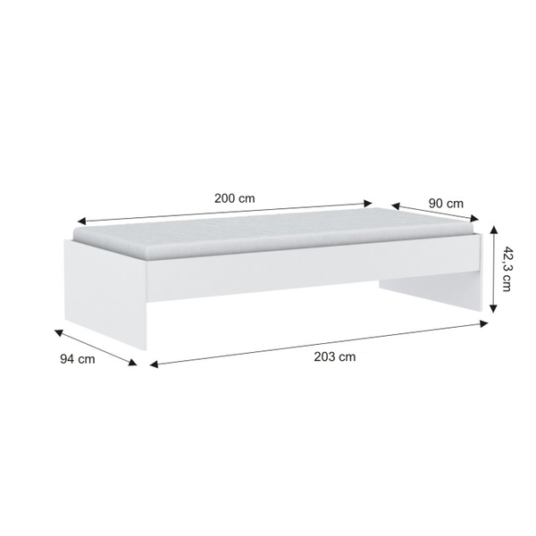 Posteľ, biela,  90x200, TIDY 318617