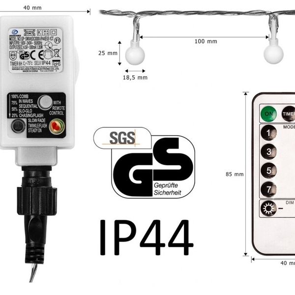 VOLTRONIC 67301 Párty osvetlenie - 5 m, 50 LED diód, studené biele + ovládač