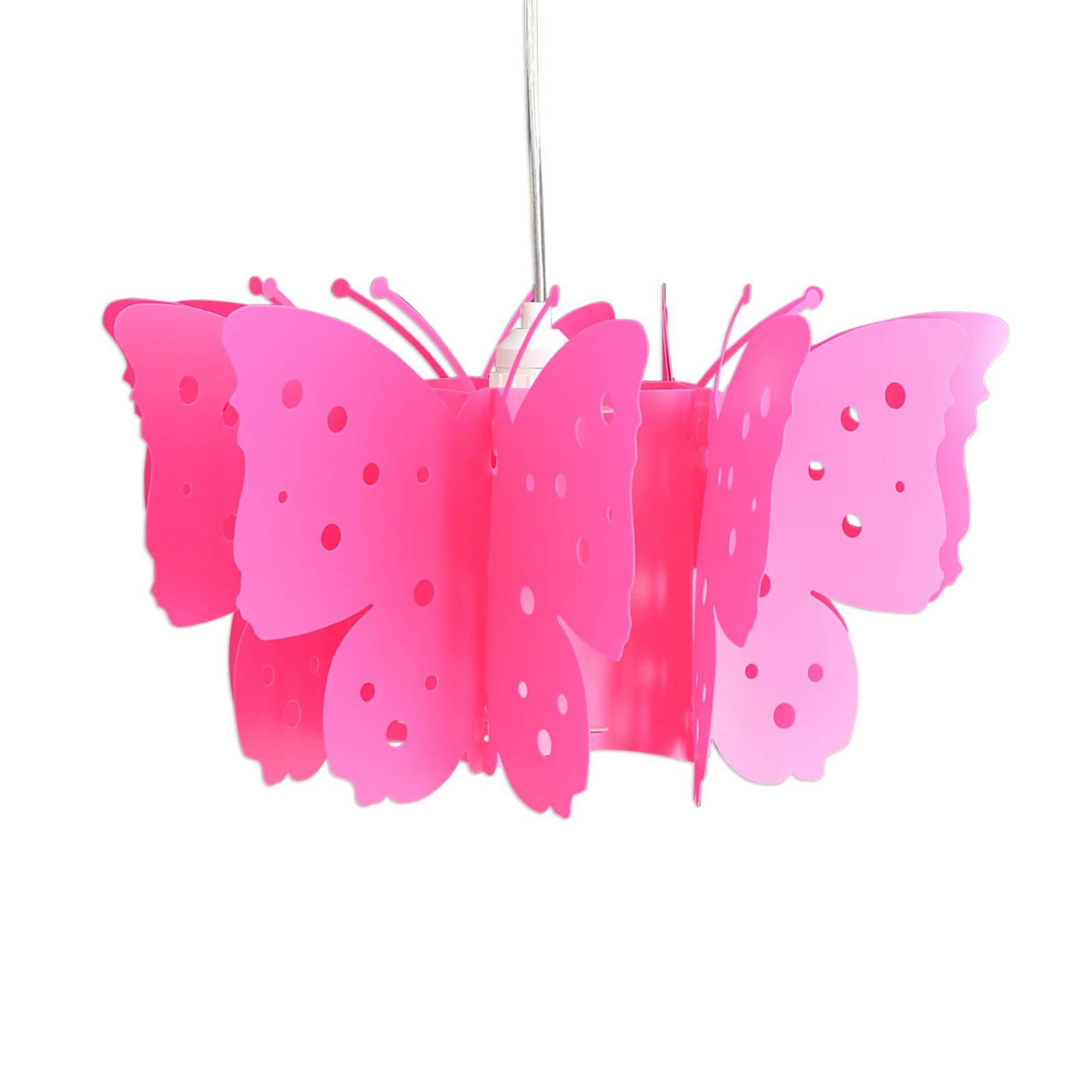 Näve Závesná lampa Kizi v ružovej farbe s motýľmi, Detská izba, plast, E27, 40W, K: 21.5cm