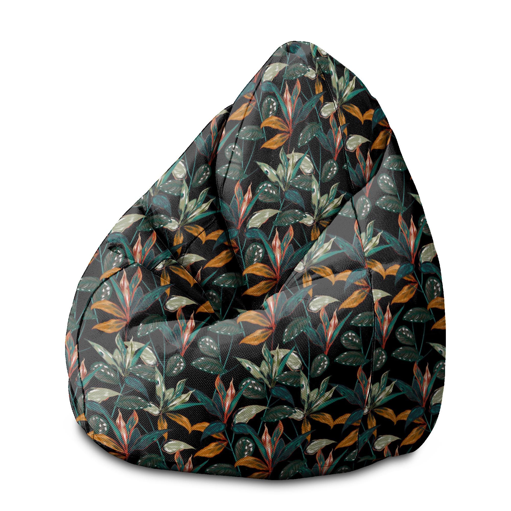 Sedací vak  Pearshape  Black Tropical Forest-M-Velvet