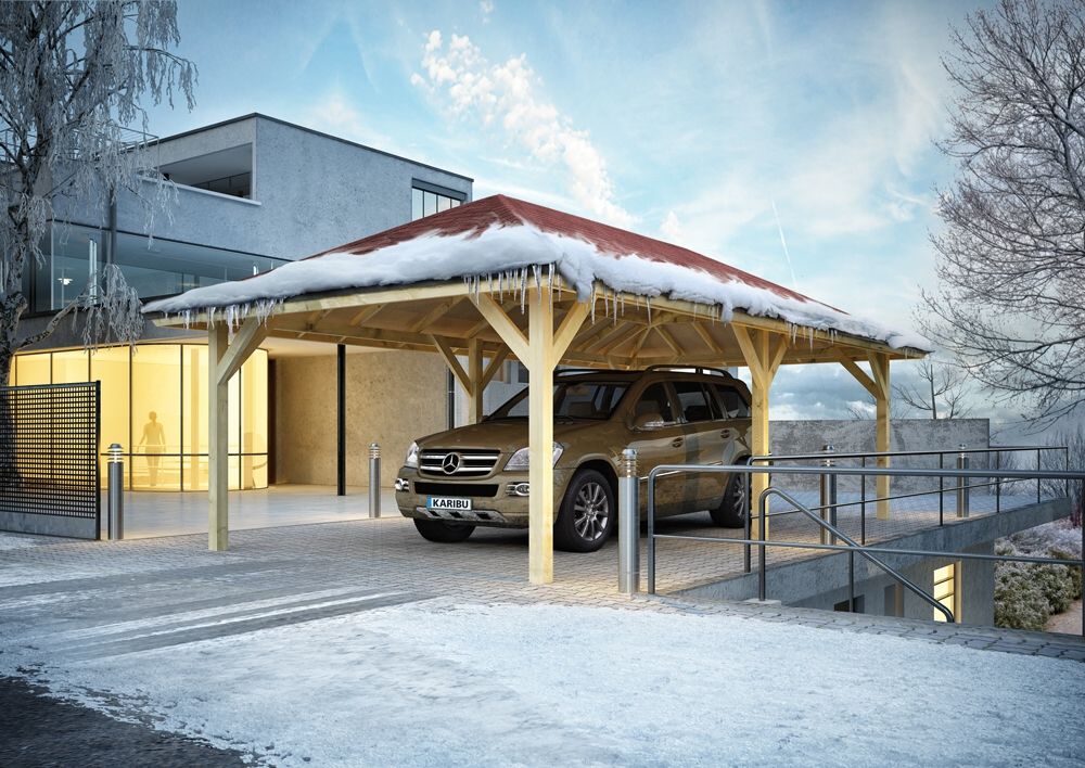 Drevený prístrešok / carport 338x592 cm Lanitplast