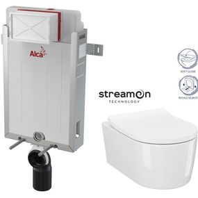 ALCADRAIN Renovmodul - predstenový inštalačný systém bez tlačidla + WC CERSANIT INVERTO + SEDADLO duraplastu SOFT-CLOSE AM115/1000 X IN1