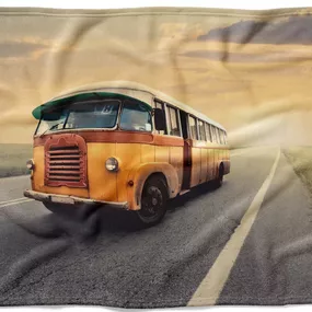 Deka Retro autobus  (Rozmer: 150 x 120 cm, Podšitie baránkom: NE)