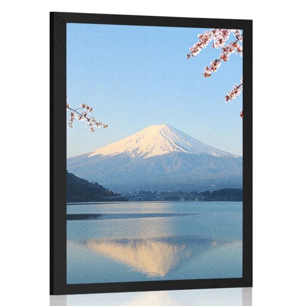 Plagát výhľad z jazera na Fuji - 60x90 silver