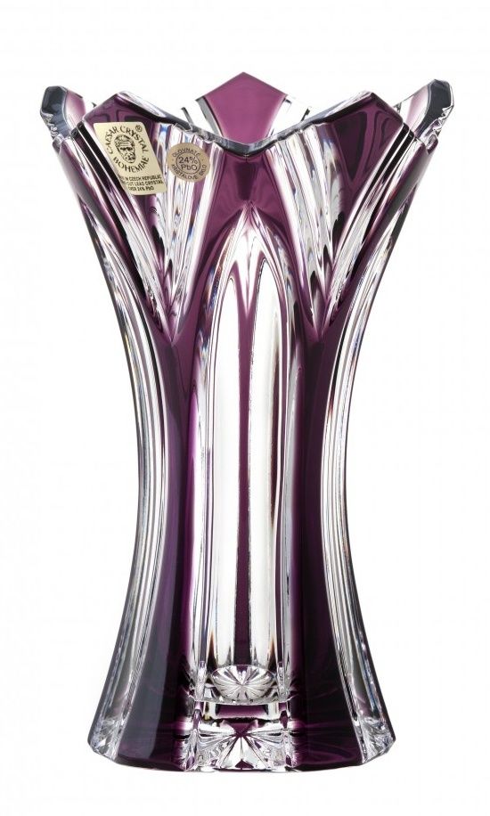 Krištáľová váza Lotos II, farba fialová, výška 155 mm