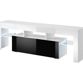 Televízny stolík Cama TORO 138 biely mat/čierny vysoký lesk/biely vysoký lesk
