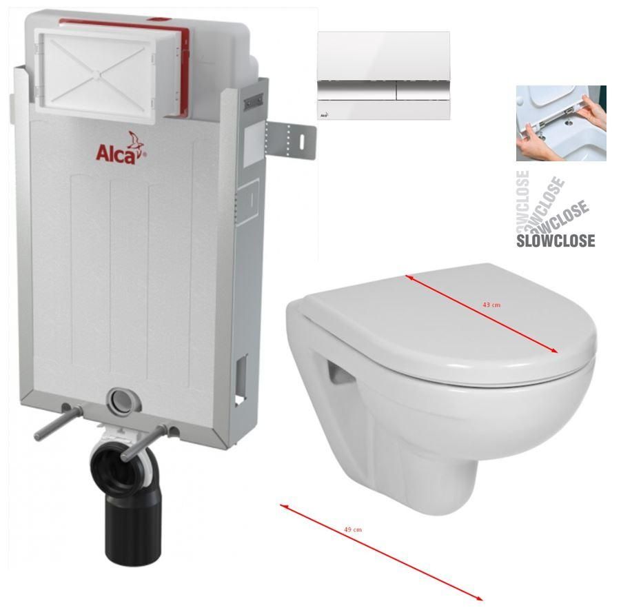 ALCADRAIN Renovmodul - predstenový inštalačný systém s bielym / chróm tlačidlom M1720-1 + WC JIKA LYRA PLUS 49 + SEDADLO duraplastu SLOWCLOSE AM115/1000 M1720-1 LY4