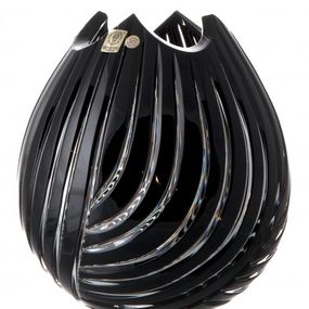 Krištáľová váza Linum, farba čierna, výška 210 mm