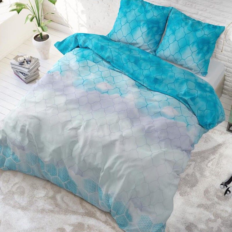 DomTextilu Elegantné modré posteľné obliečky z bavlny 200 x 220 cm  Modrá 24885