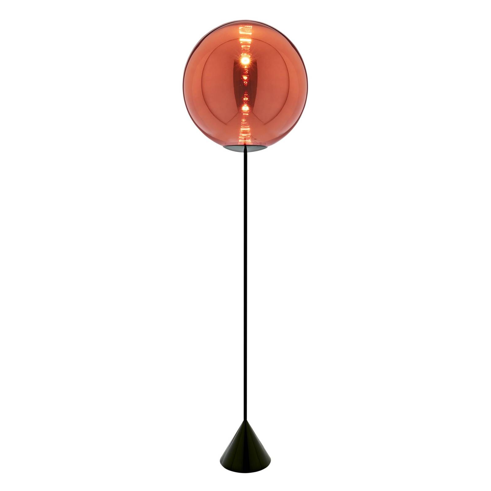 Tom Dixon Globe Cone stojaca LED lampa, meď, Obývacia izba / jedáleň, polykarbonát, oceľ, 6W, K: 180cm