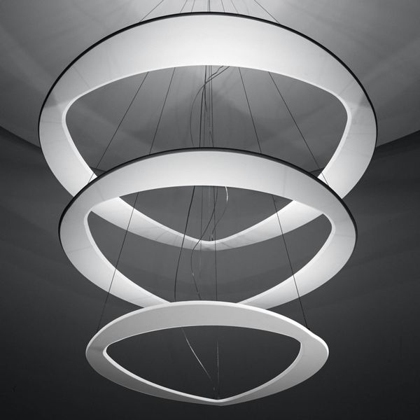 ICONE Diadema biele závesné LED svietidlo, Obývacia izba / jedáleň, hliník, 195W