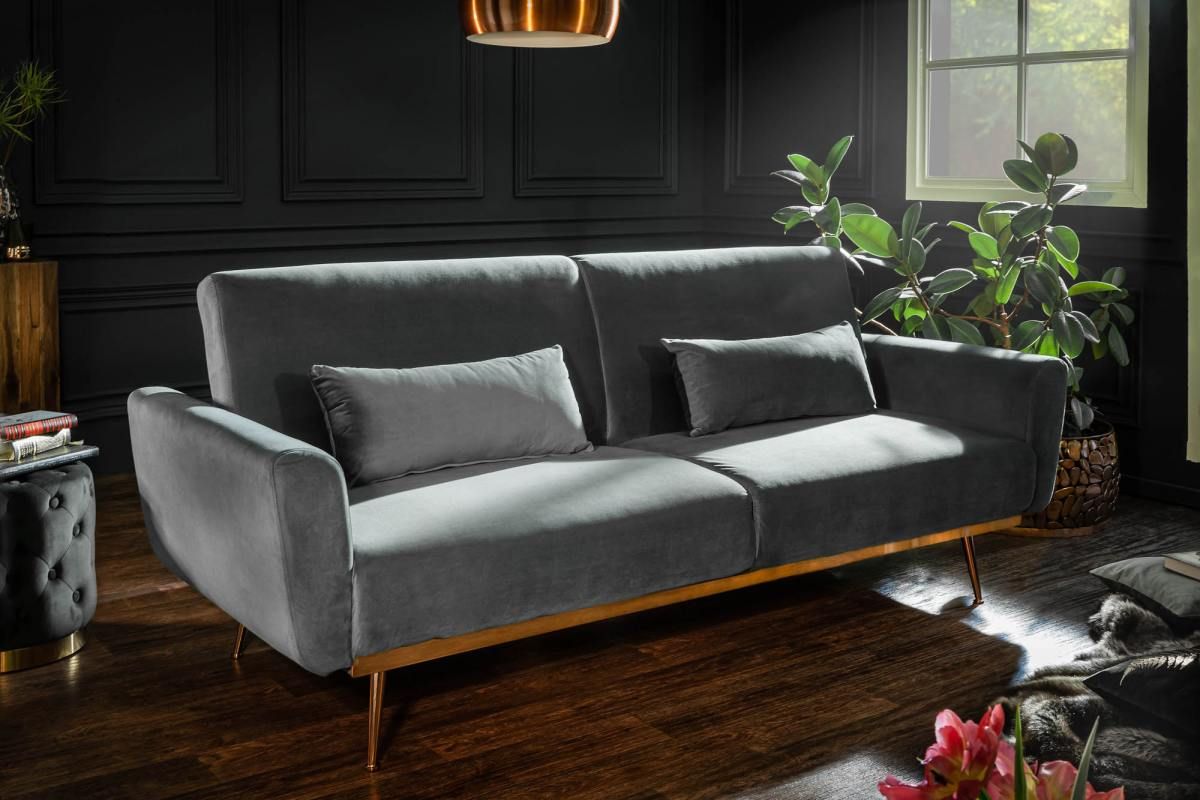 LuxD Dizajnová rozkladacia sedačka Blaine 208 cm sivý zamat