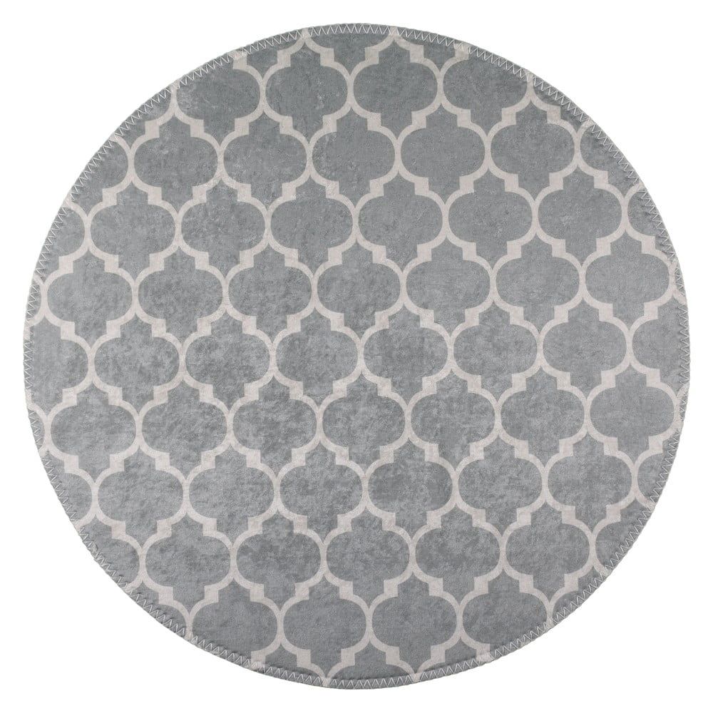 Svetlosivý umývateľný okrúhly koberec ø 120 cm – Vitaus