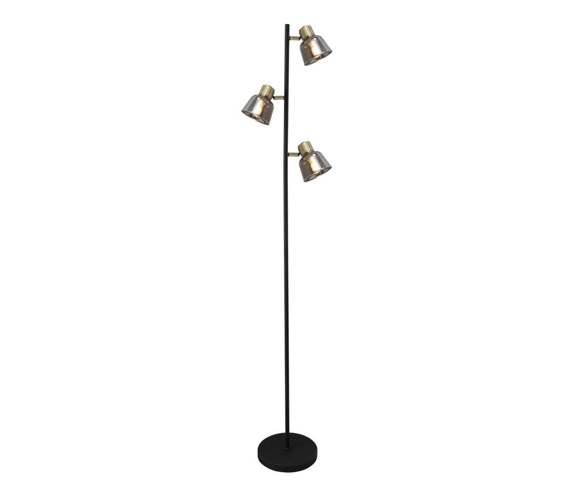 Klausen KL107008 - Stojacia lampa SMOKY 3xE14/9W/230V čierna/mosadz/šedá