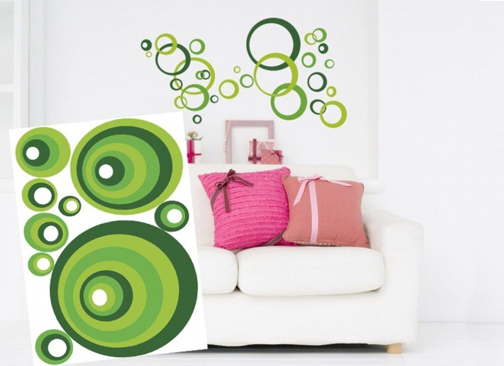 Dekoračné nálepky na stenu zelené kruhy - 50x70