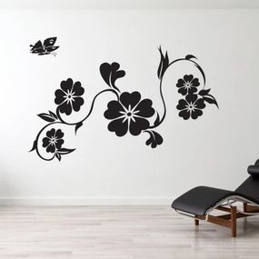 DomTextilu Nálepka na stenu do interiéru s motívom jednoduchých kvetov 50 x 100 cm