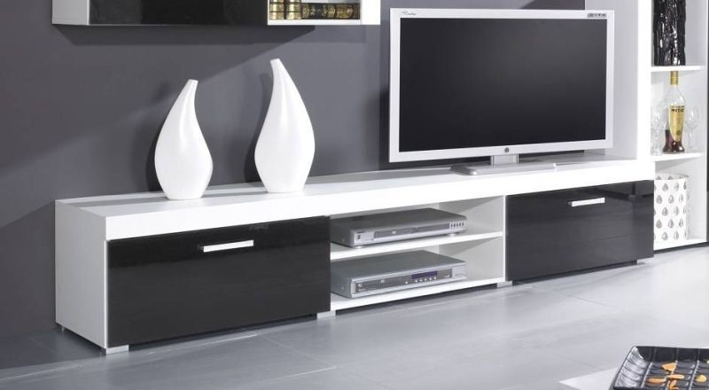 Televízny stolík Cama SAMBA 8 200 biely mat/čierny lesk