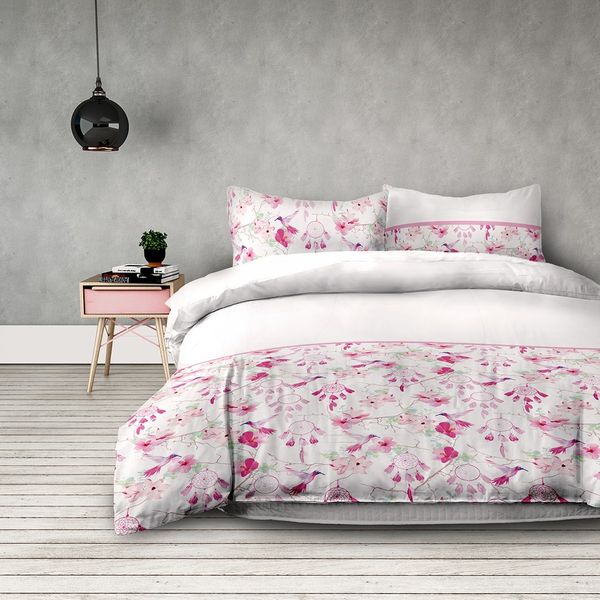 Flanelová posteľná bielizeň AmeliaHome Dream Catcher bielo-ružová