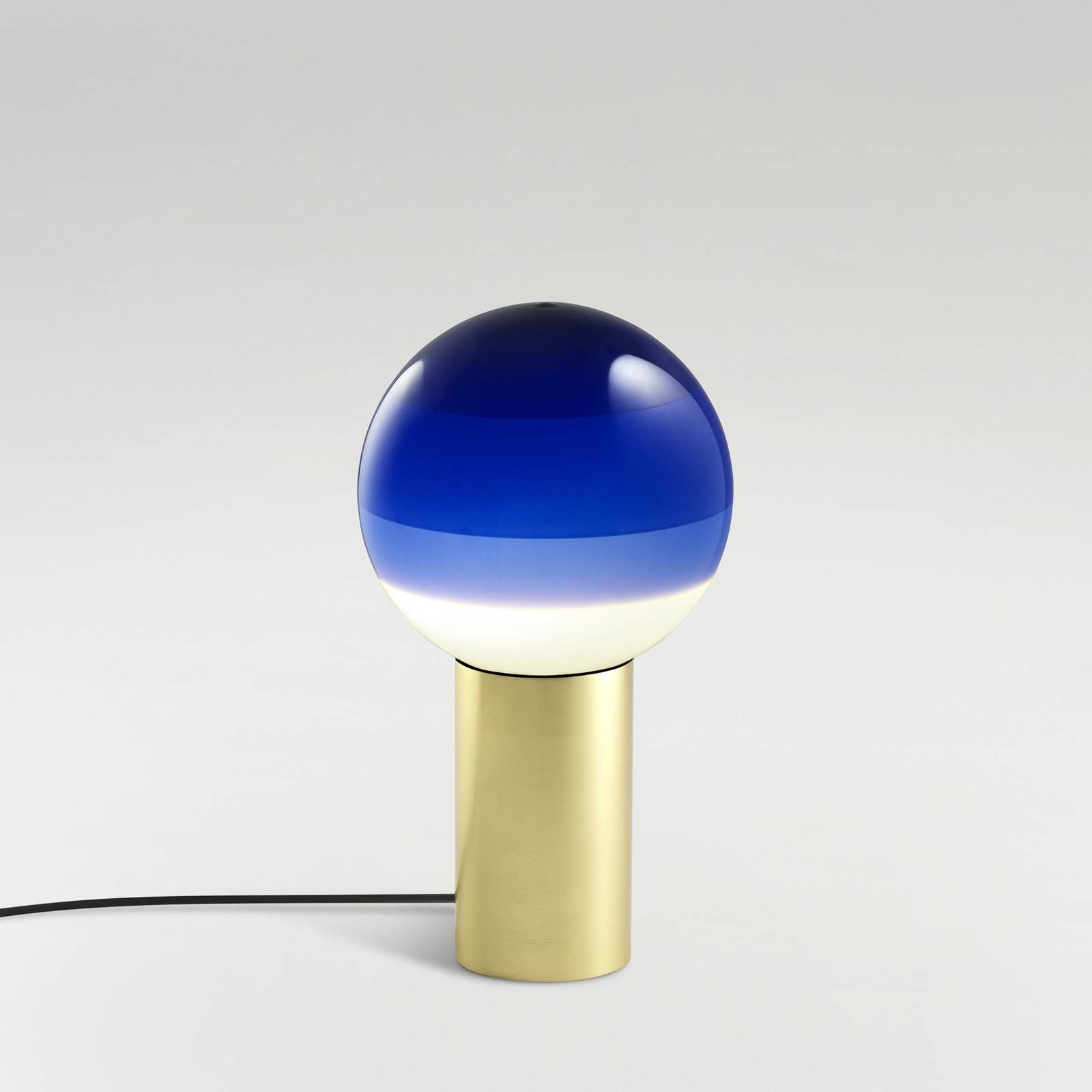 Marset MARSET Dipping Light S stolová lampa modrá/mosadz, Obývacia izba / jedáleň, sklo, kov, 8.6W, K: 36cm