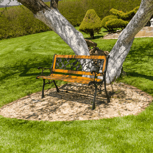 Záhradná lavička, čierna/prírodná, FAIZA