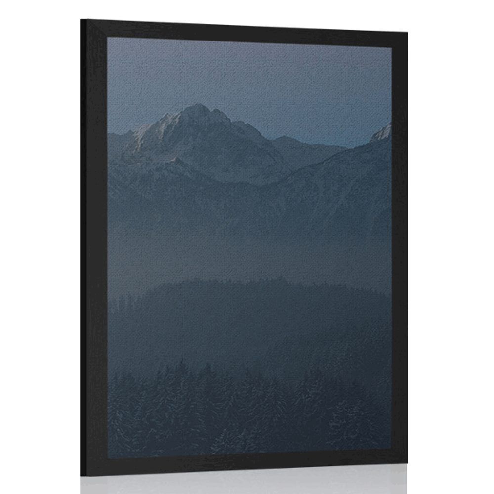 Plagát spln mesiaca nad horami - 40x60 black