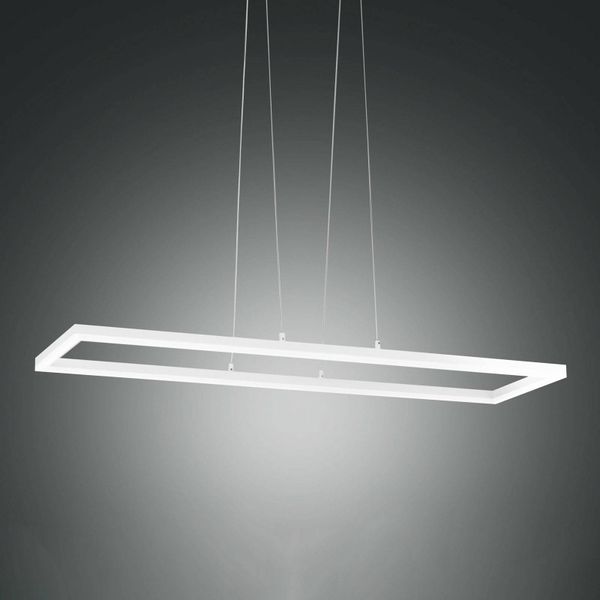Fabas Luce Závesné LED svietidlo Bard 92 x 32 cm v bielej, Obývacia izba / jedáleň, kov, plast, 52W, P: 92 cm, L: 32 cm