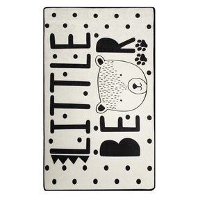 Čierno-biely detský protišmykový koberec Chilam Little Bear, 100 x 160 cm