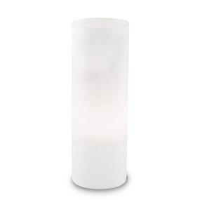 Ideallux Stolná lampa Edo v bielom skle, výška 35 cm, Obývacia izba / jedáleň, sklo, kov, E27, 60W, K: 35cm