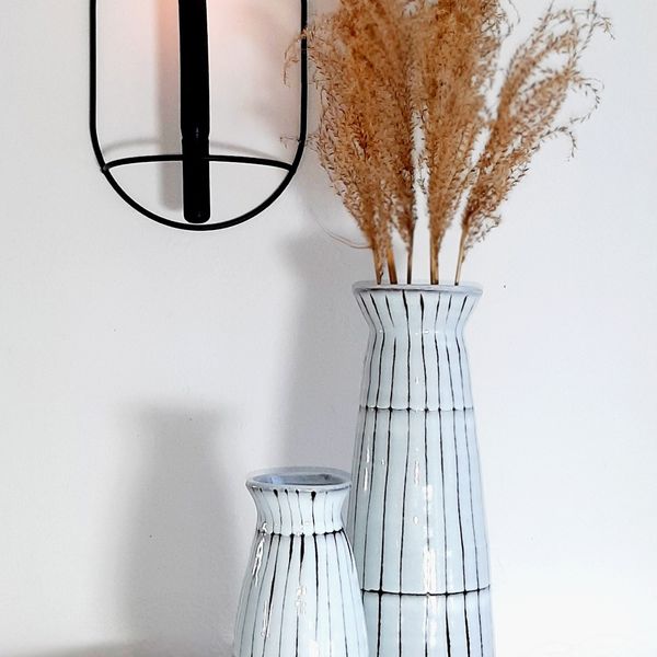 Dekoračná keramická váza ARTOS, White-Black, 31 cm